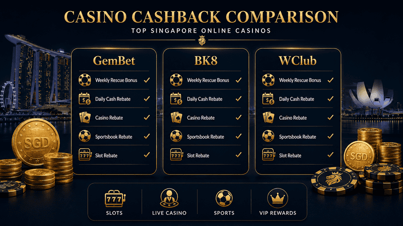 online casino cashback comparison of gembet, bk8, and wclub