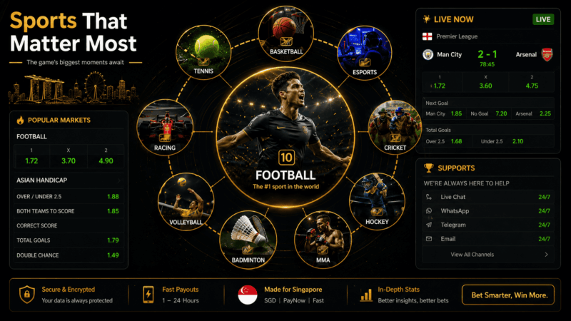 Sports betting sites comparison table for Singapore players checking sportsbook features and matchday use
