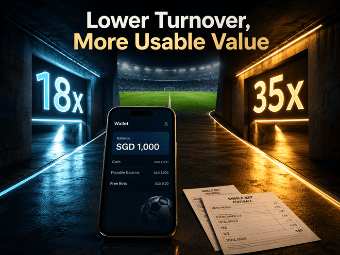 Which Singapore Online Casino Gives Best Sportsbook Value After Turnover? lower turnover means more usable value